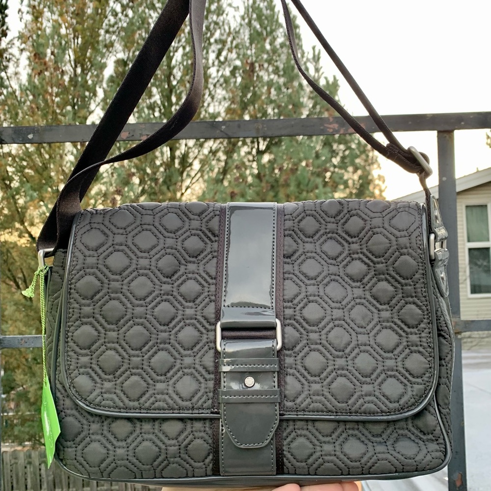 NWT Vera Bradley Classic Shoulder Bag Medium Gray with Matching Wallet